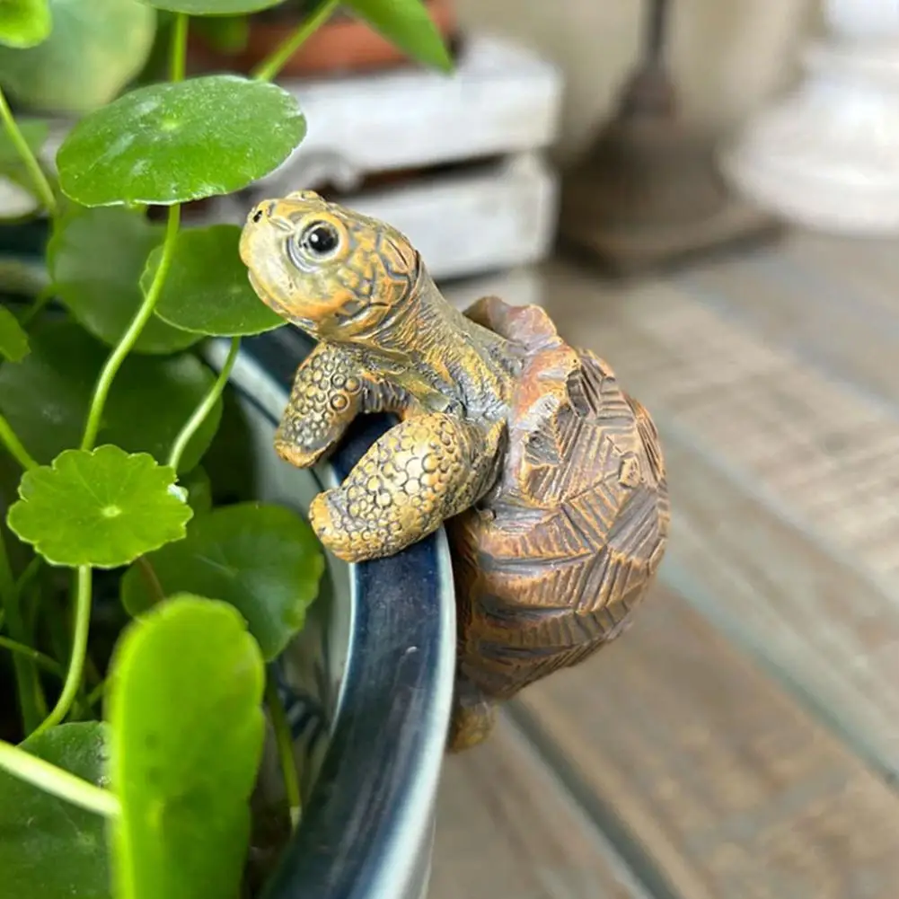 Tortoise Figure Plant Pot Hanger, Resin Hanging Turtle Statue Plant Decorations Cute Turtle Statue Figurines Planter Pot Hangers 5
