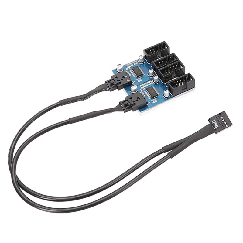 2024 new motherboard 9pin extension cable adapter usb header splitter female 1 to 2 male desktop 9 pin usb2 0 hub connector 15cm USB 9pin Expansion Card Male 1 to 2/4 Female Extension Cable Adapter Circuit Board 2.0 HUB Hub for Desktop Motherboard