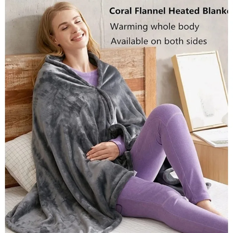Electric Heating Shawl Blanket Coral Velvet Warm Body Covered Shawl Bucket Usb Rechargeable Heating Blanket electric heating blanket