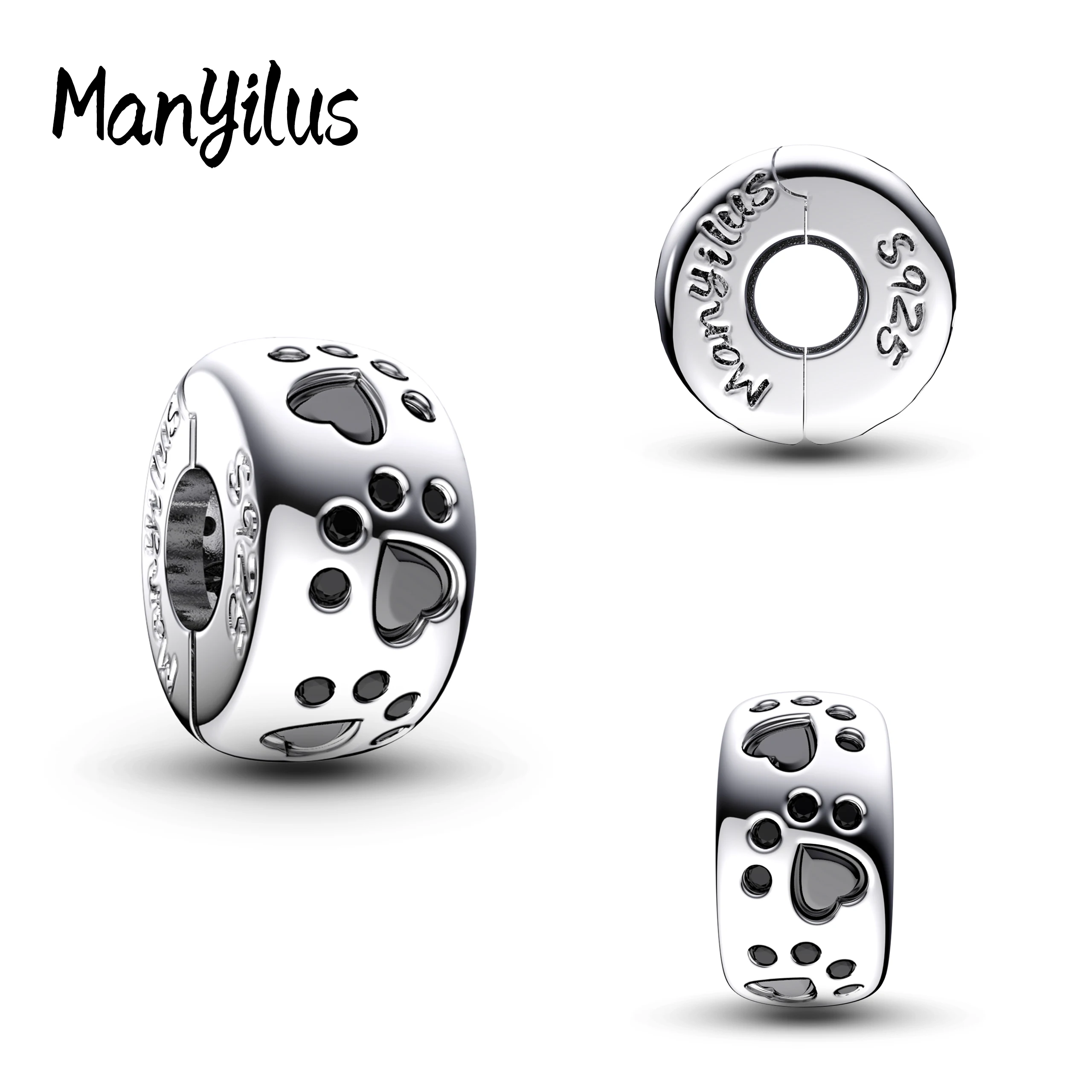 Manyilus S 속이 빈 하트 도트 참 오리지널 팔찌용 미니멀리스트 러브 주얼..