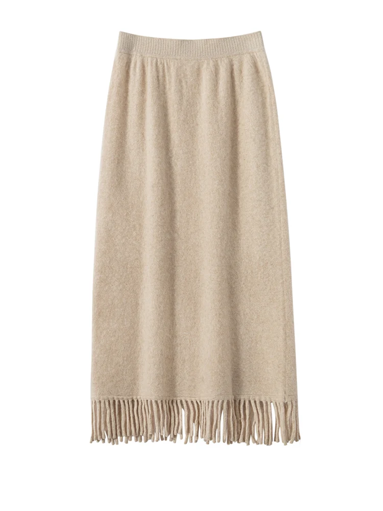Women's cashmere long skirt detail 3