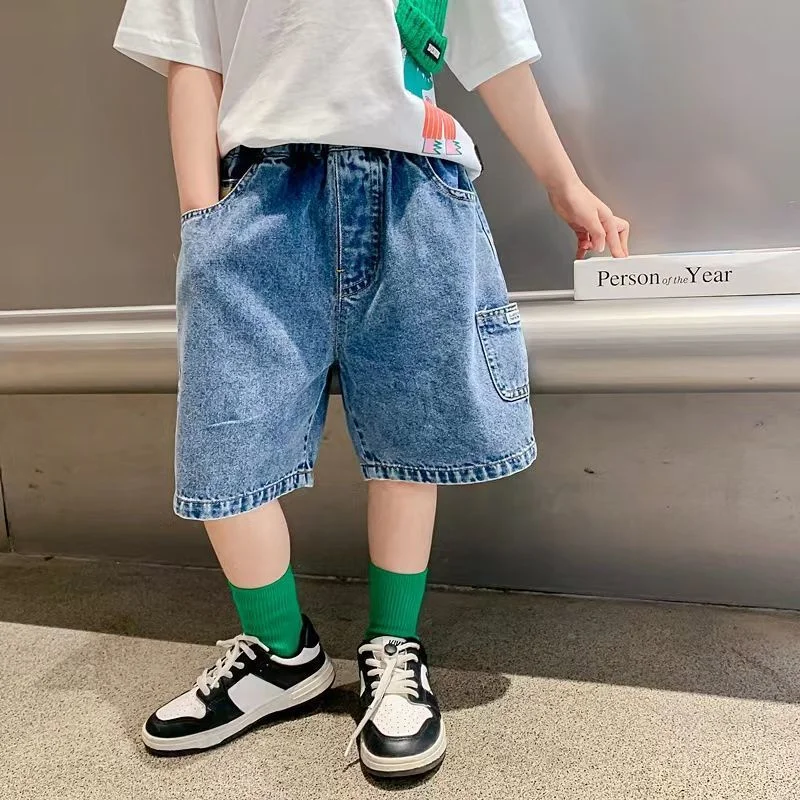 Boy's Short Jeans Children's Summer Loose Shorts Kids Wide-leg Denim Pants Teenager Boy 2-12 Years boys pants kids pants