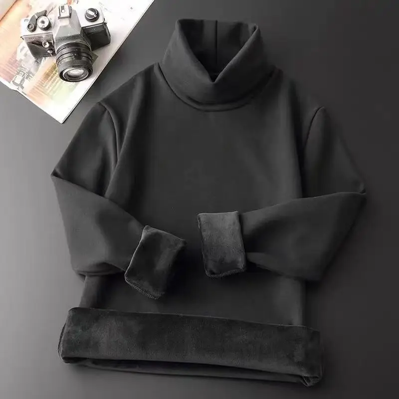 New Men's Clothing Autumn Winter Thick Long Sleeve High-neck Fashion Casual Slim All-match Comfortable Solid Color Pullovers