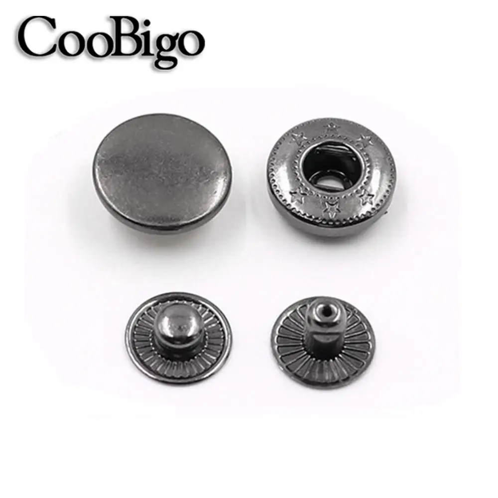Set 26 Bottoni Automatici In Metallo Da Cucire - 12 Mm, Rame, Argento E Nero - Per Vestiti, Borse E Fai Da Te