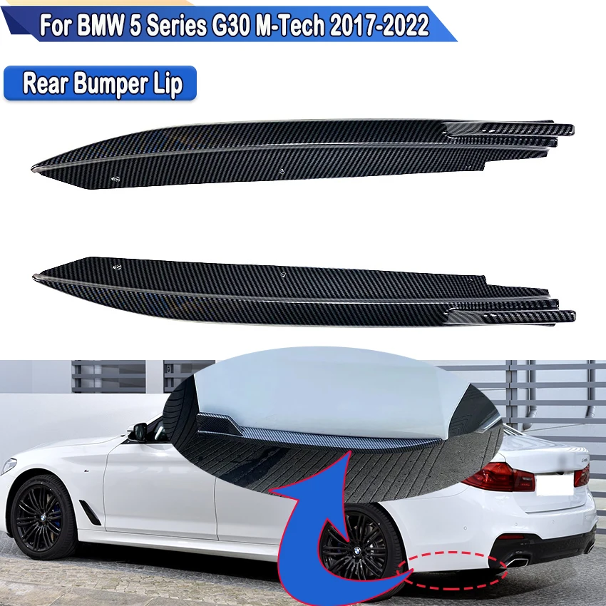 

2x Car Rear Bumper Lip Diffuser Splitter Spoiler Scratch Protector Sticker For BMW 5 Series G30 M-Tech 525i 530i 540i 2017-2022