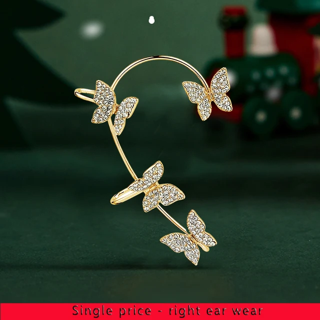 New Elegant Advanced Butterfly Earbone Clip Korean Sweet Accessories Fashion Ear Hook Luxury Earring for Womans Jewelry 10
