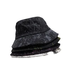 

Tie-dyed Fisherman Hat Female Spring Panama Hat Graffiti Color Spray Bucket Hat Male Double-sided Sunshade Hat Hip Hop Caps