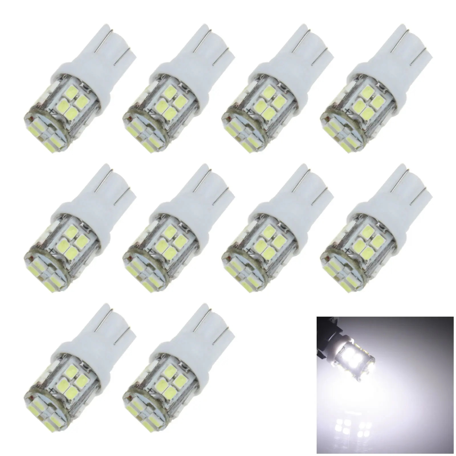 

10x белая лампа для автомобиля RV T10 W5W, угловая лампа для чтения, 20 излучателей, 1206 SMD, Φ 147 152 158