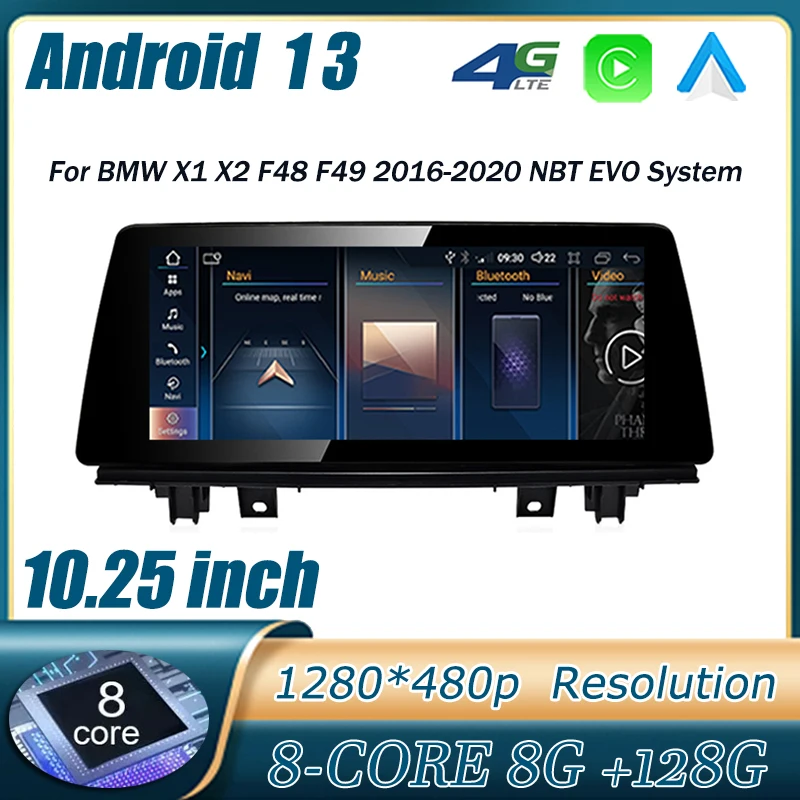 

Android 13 Автомобильный мультимедийный видеоплеер экран GPS-навигация Carplay Авторадио для BMW X1 X2 F48 F49 2016-2020 NBT EVO система