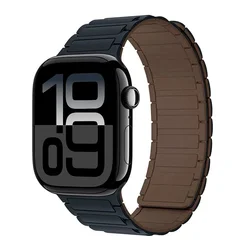 Magnetic Silicone Smartwatch Strap - Premium Adjustable Wristband Bracelet for Series 11 - 10 46MM (Midnight brown)