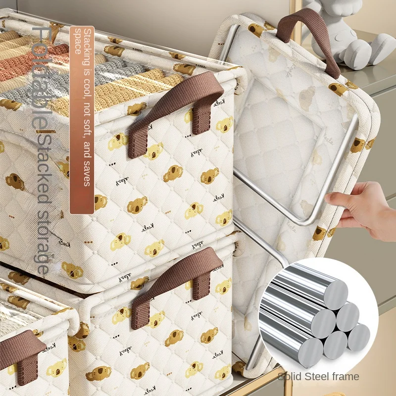 3Pcs Cartoon Koala Storage Box Home Clothing Storage Basket Wardrobe, Dormitory Storage Box, Fabric Clothing Drawer Storage Box 4