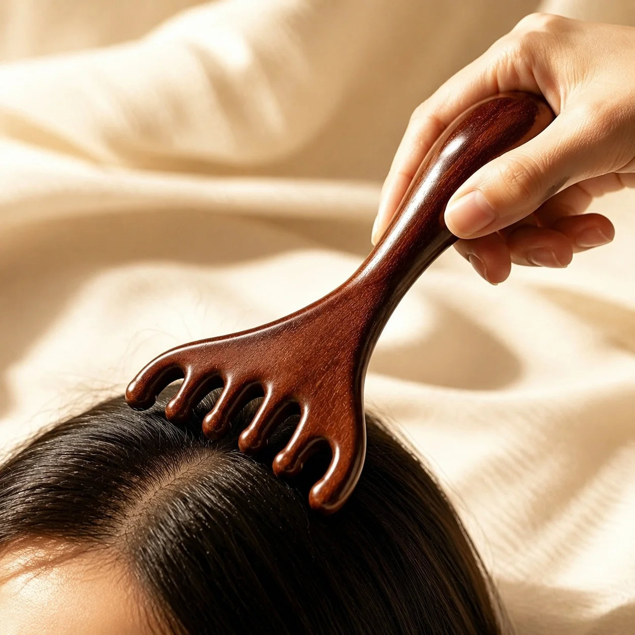 Natural Sandalwood Massage Comb Set Anti-Static Scalp Meridian Massager Acupoint Guasha Tool for Head Neck Relaxation Hair Care 2