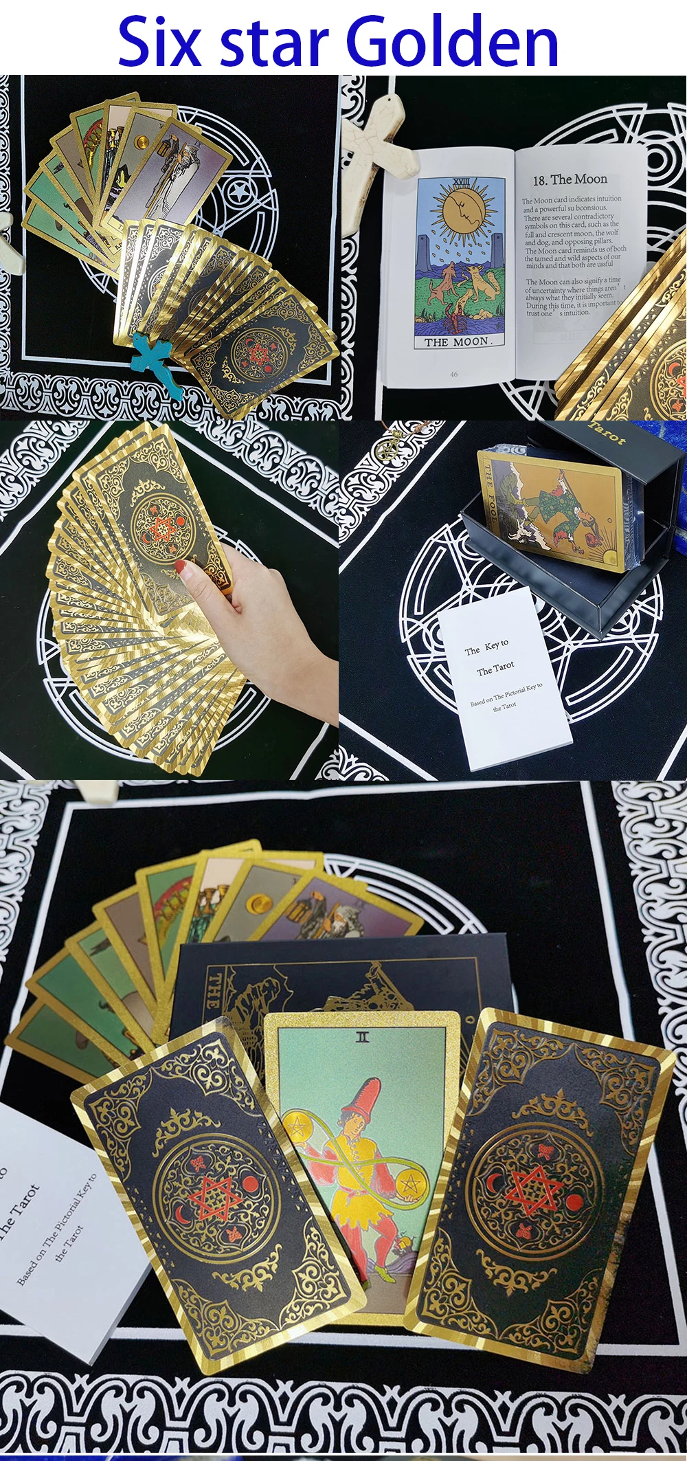 Set Tarot Cards Gift Box Luxury Gold Foil Tarot Card Hot Stamping PVC Waterproof Wear-resistant Board Game Solitaire Divination