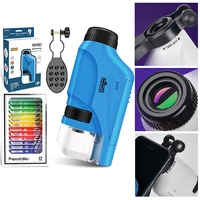 Portable Handheld Microscope Kit 60-120x Lab Mini Pocket Microscopio with LED Light  Biological Science Microscope for Children 1