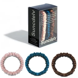 Set of 3 Luxurious Mulberry Silk Hair Scrunchies - Handmade Pure Color Hair Accessories - 3PCS (13)