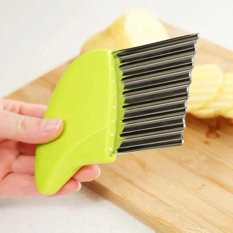 Potato Cutter Chip Stainless Steel Wavy Knife French Fry Maker French Fries Chopper kitchen Knife Chopper Fry Maker Tools