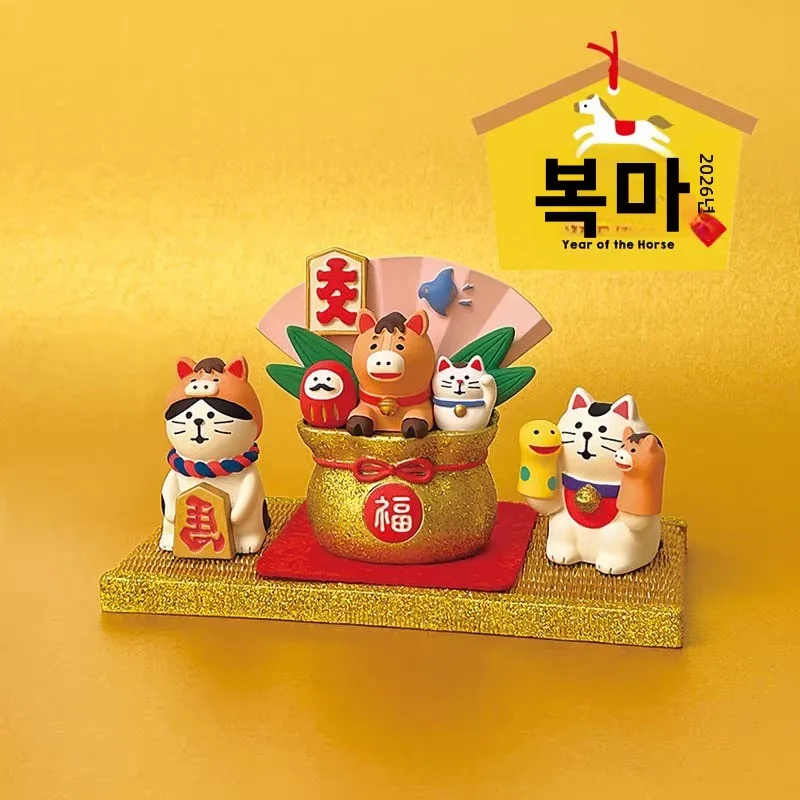 새해 말년 미니어처 레진 공예 장식품 트렌디한 장난감 일본 고양이 선물 작은 ..