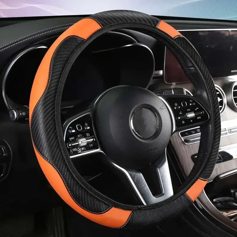 Leather Automobile Steering Wheel Cover for Spring Summer Autumn Winter