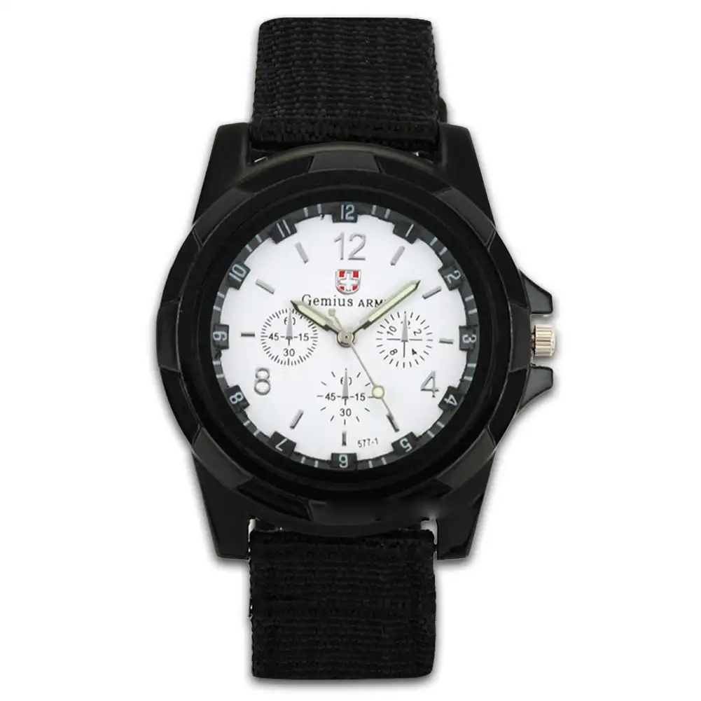 Men's Quartz Watch with Nylon Canvas Strap - Casual Sports Wristwatch
