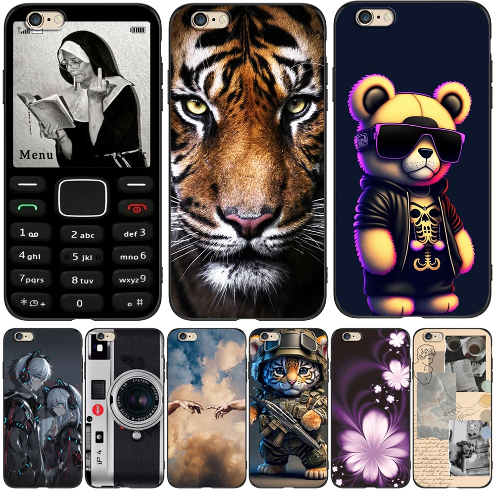 Per Iphone 5 S 5 S Se 2016 4.0 "Custodia Per Telefono Su Apple Iphone 6 S 6 S Plus Funda Bumper Custodia In Tpu Nero Bear Tiger Lion Cute
