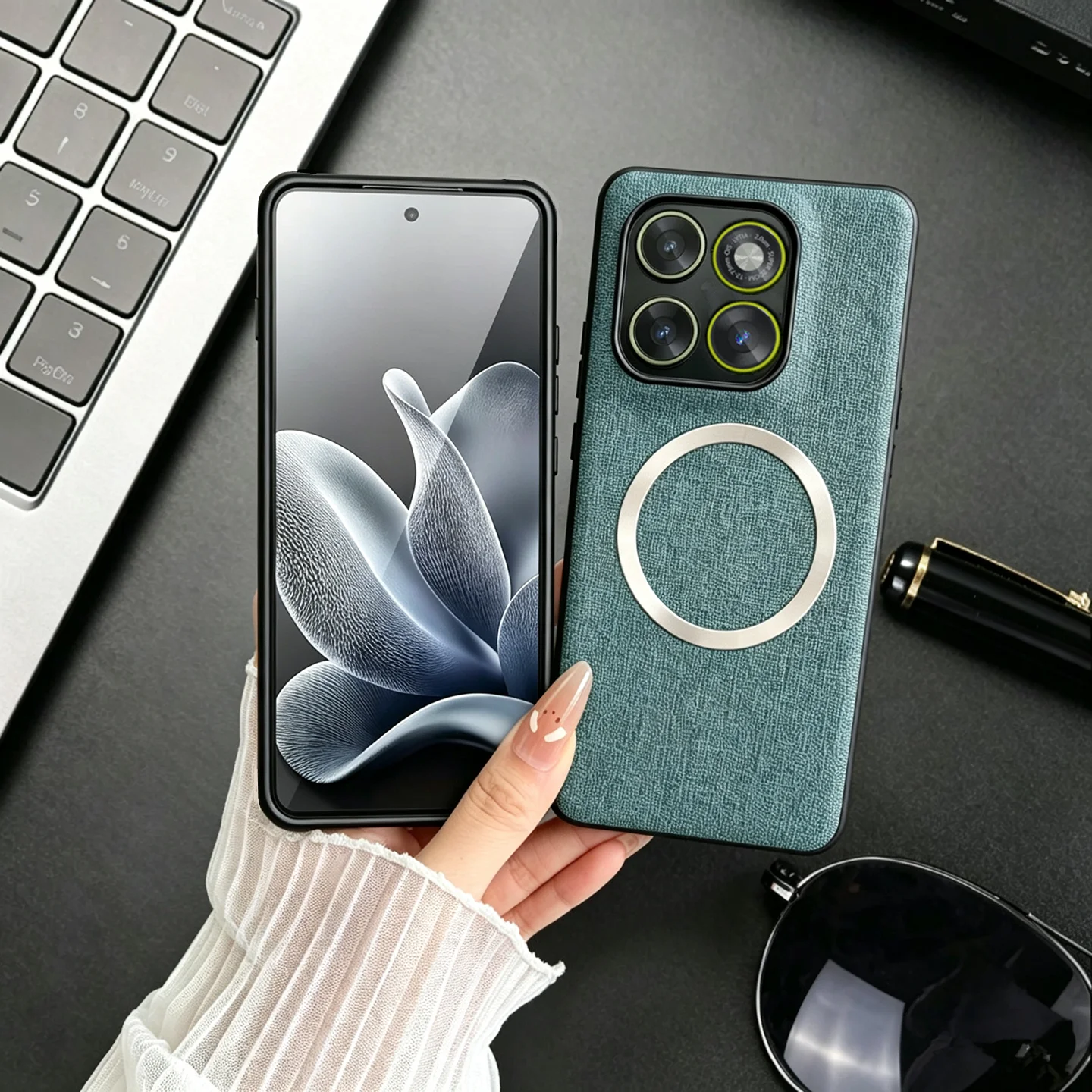 Advanced Business Fabric Texture Leather Case with Magsafe Wireless Charging Compatibility