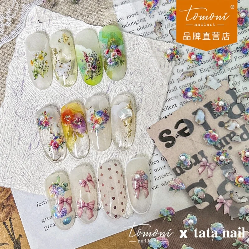 

[Meow.Sensei] Tata Cooperation Bright Crystal Nail Stickers Japanese Cute Nail Sticker Nail Bow Ta256