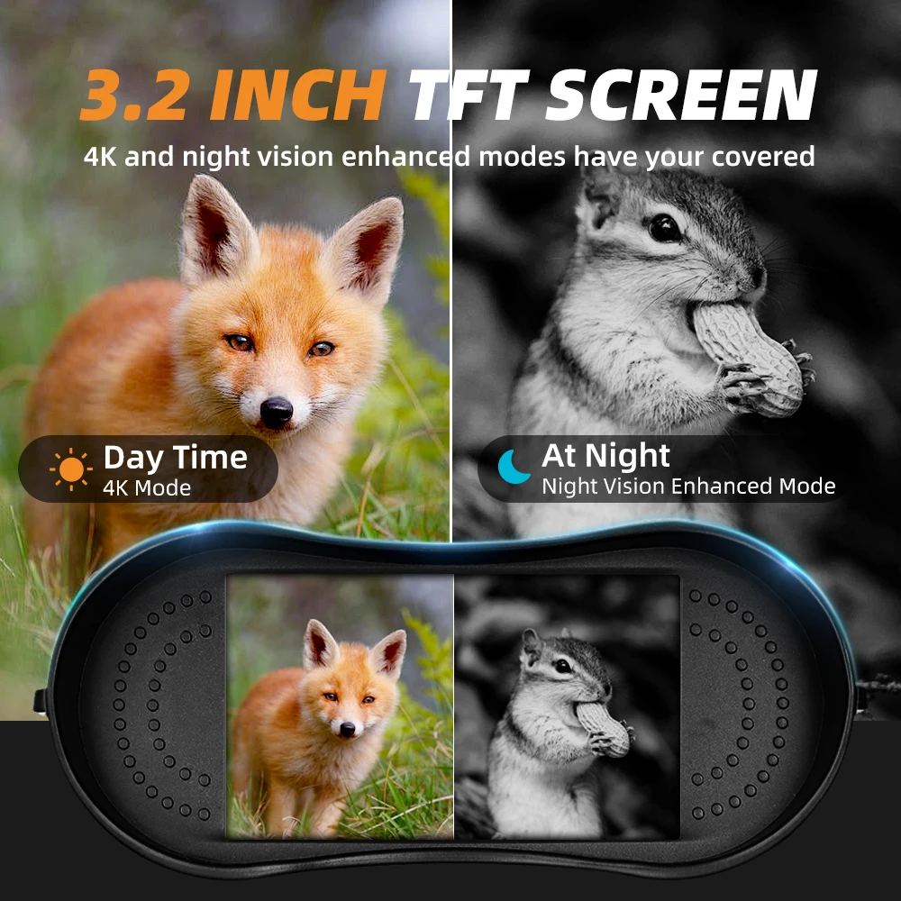 4K Binoculars Infrared Night Vision Day Night Use 8X Zoom HD Photo & Video Recor
