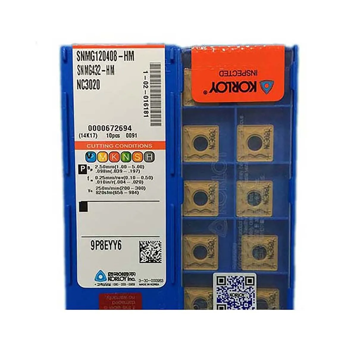 Korloy 100% original snmg snmg12 snmg120408 snmg120412
