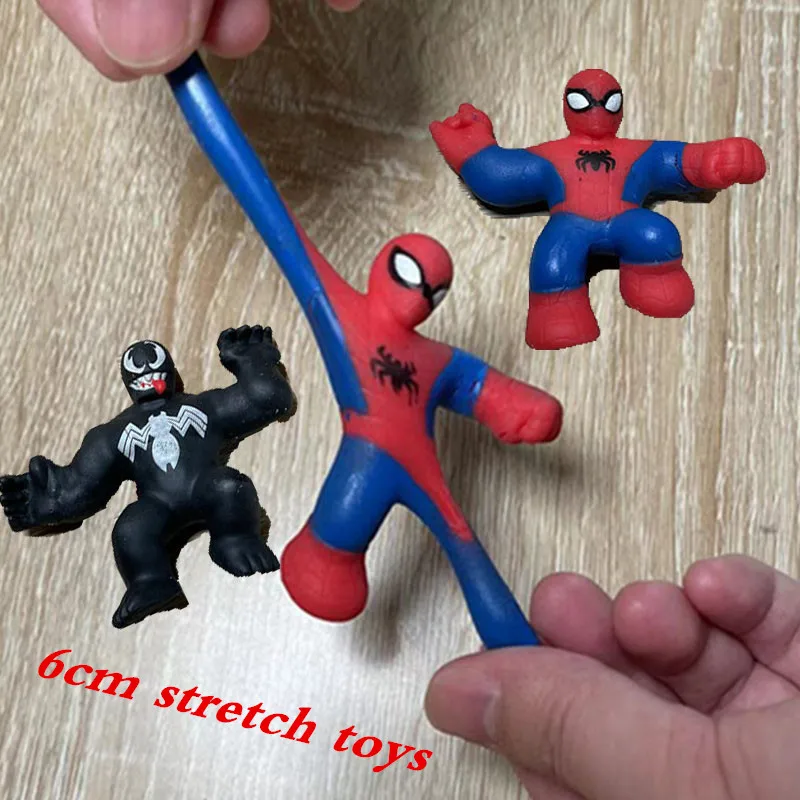 

New Special TPR Soft Rubber Can Pull Doll Toy Decompression Superhero Toy Spiderman Hulk model Funny Fidget Toys Kids Gifts