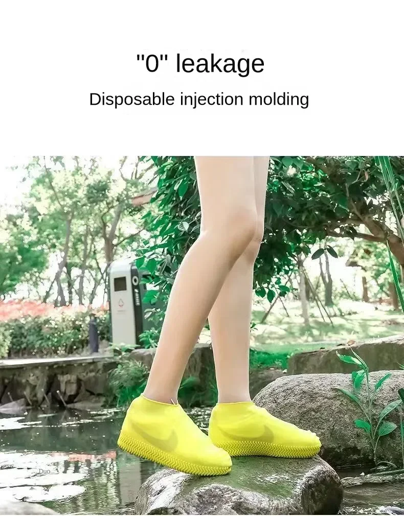 Description Picture 3 of item1 Pair Waterproof Non-slip Silicone Shoe High Elastic Wear-resistant Unisex Rain Boots for Outdoor Rainy Day Reusable Shoe Cover