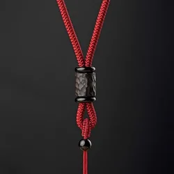 Handwoven Ebony Wood Necklace Rope - Unisex Vintage Jewelry Accessory (3mm - maroon red)