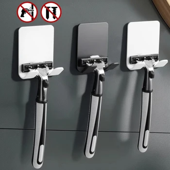 1-4pcs Porta rasoio Gancio di stoccaggio da parete da uomo Rasoio da barba Scaffale Punch Free Porta rasoio in plastica Accessori per il bagno Organizzazione 1
