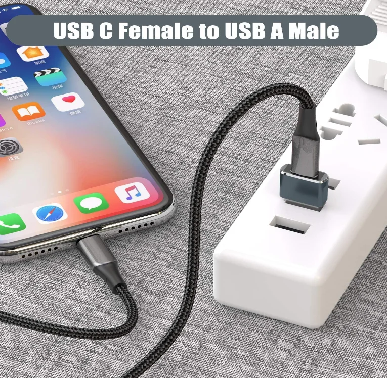 USB-USB C 어댑터, iPhone 16 16e 15 Pro Max 충전기 어댑터 3팩, USBC Female-USB A Male, Apple Wat용 Type C OTG 변환기