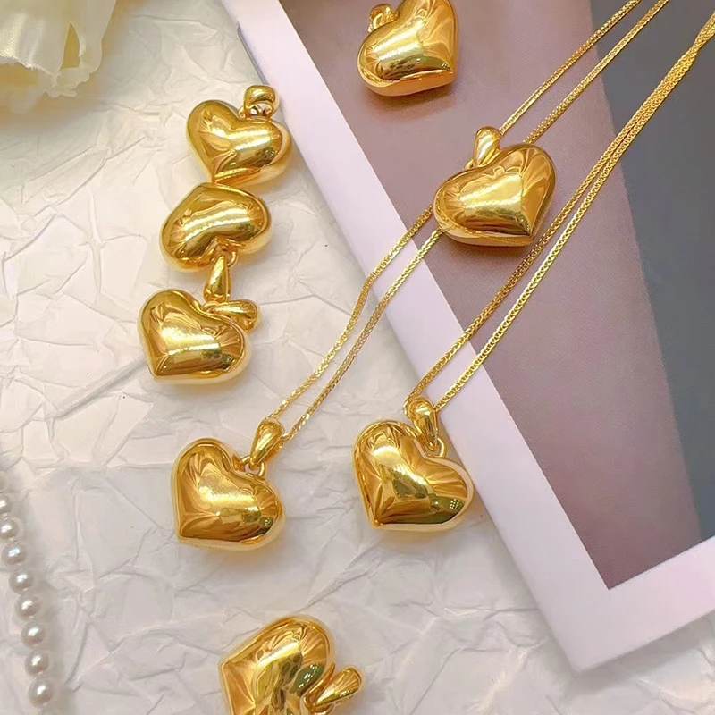 k18YG AU750 18金　無垢　ハート　ペンダント Pure Solid 18K Yellow Gold Au750 Heart-shaped Pendant O