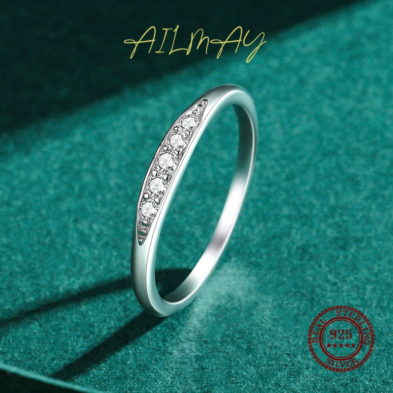 925 Sterling Silver Classic Simple AAAAA Level Dazzling Zirconia Finger Rings For Women Wedding Statement Jewelry