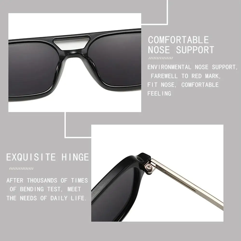 Luxusmarke UV400 Schutz Quadratische Sonnenbrille Vintage Sommer 70er Jahre Sonnenbrille Retro-Stil Shades für Damen und Herren – Detail 13