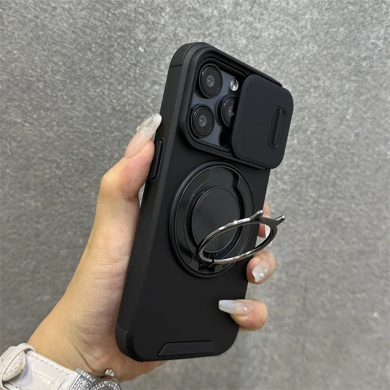 Premium Heavy-Duty Rugged Armor Magnetic Bracket Case with Slide Camera Protection