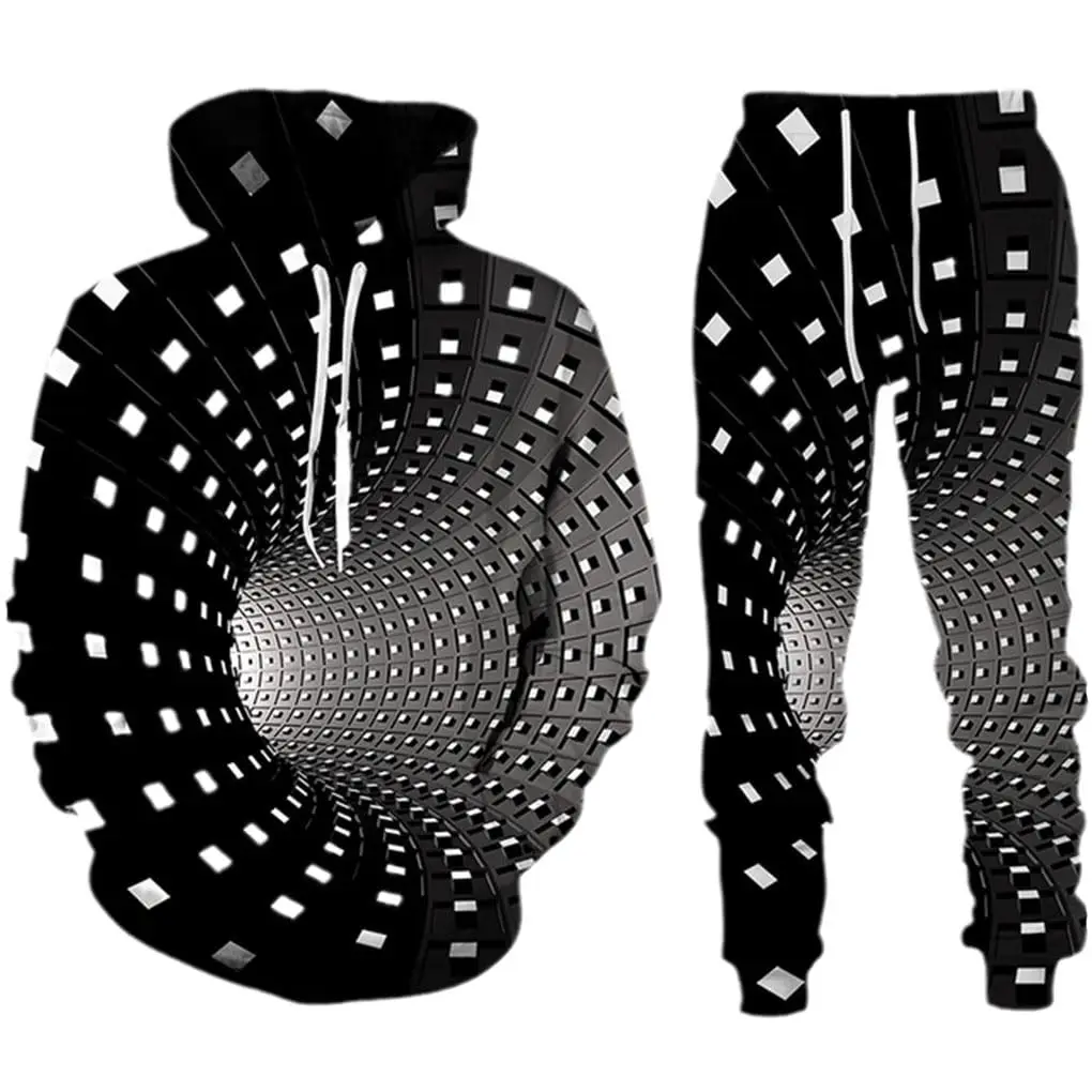 Men's 3D Printed Hoodies Pant Sets Hip Hop Sweatshirts