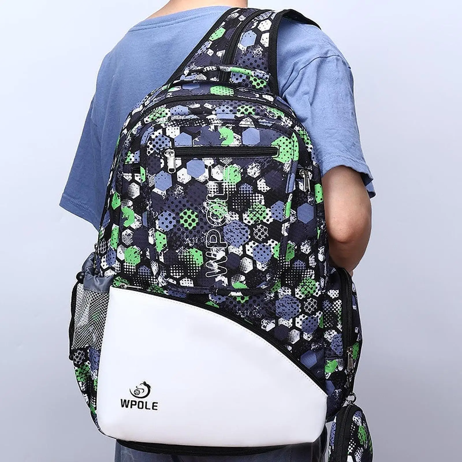 Table Tennis Racket Backpack Waterproof Crossbody Pingpong Paddle Carry Sleeve for Travel Outdoor Competition Sports Training