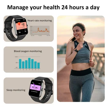 IOWODO Smart Watch 1.85” Full Touch HD Smartwatch Bluetooth Calling 100+ Sport Fitness Tracking Watch with Voice Assistant 3