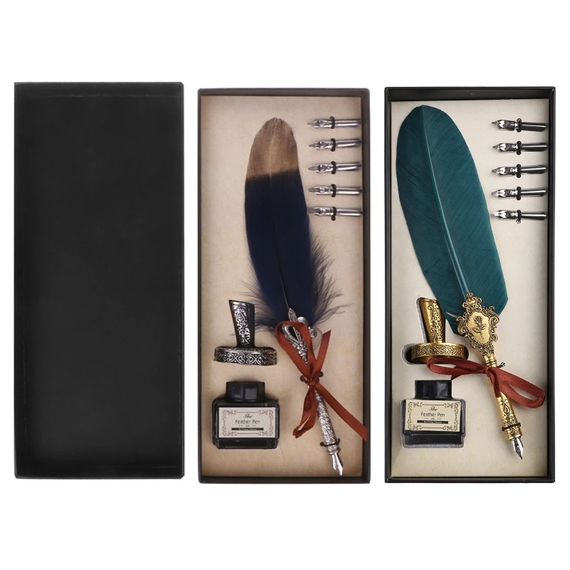 

Набор перьевых ручек в винтажном стиле, 5 наконечников в виде бутылки, подарок, канцелярские принадлежности для студентов, женщин и мужчин