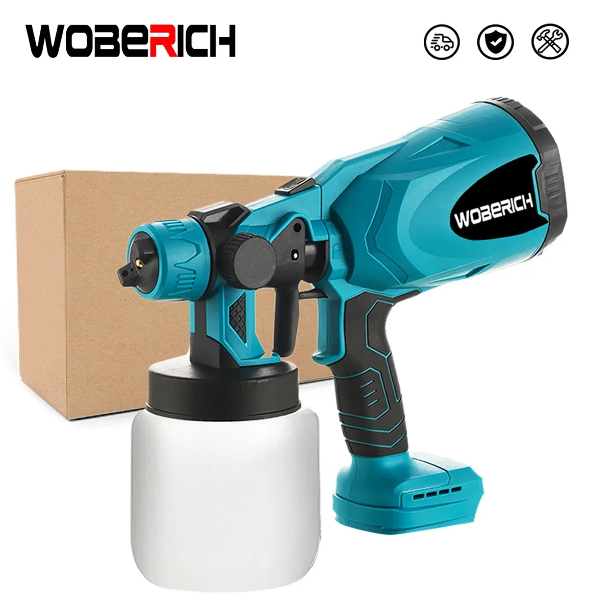 

Electric Cordless Paint Sprayer Gun for Wood Fence Furniture Cabinets Walls Fit Makita 18v Battery without Battery