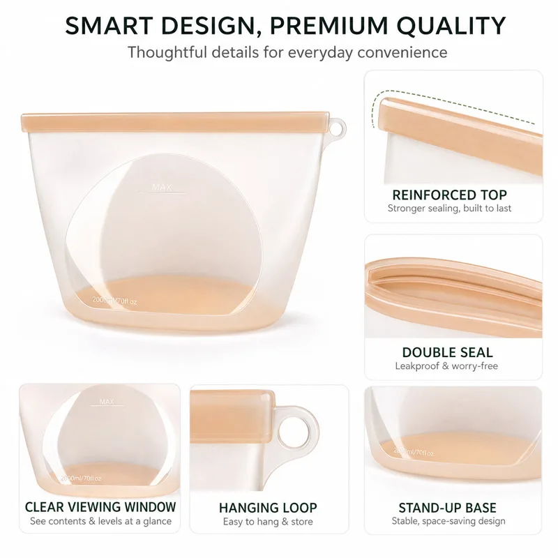 Eco-Friendly Reusable Silicone Food Storage Bag