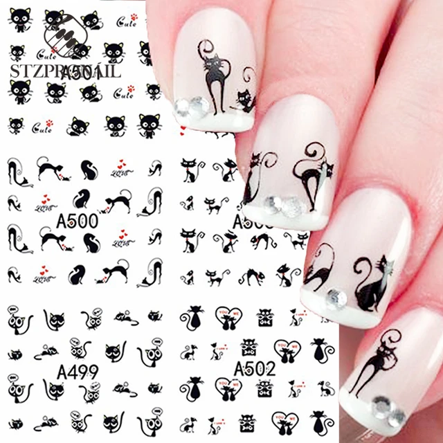 Nail Art: Black Cat Design - YouTube