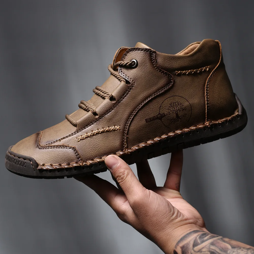 YWEEN Leather Men Casual Shoes British Style Comfortable Men Fashion Walking Shoes Big Size Brown Black Man Soft Flat Footwear