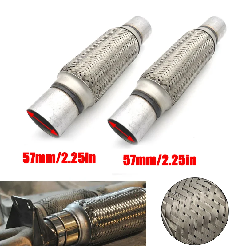 

2.25in /1.88in Exhaust Flexible Joint Tube Soft Connection of Automobile Exhaust Pipe with Welded Pipe Muffler for Car Trucks