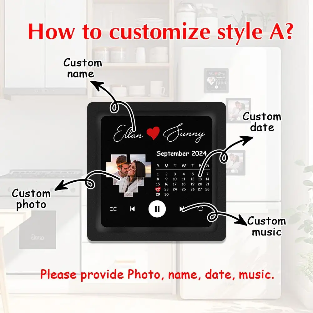 Description Picture 5 of itemCustom Spotify Album Fridge Magnet With Photo Personalized Music Fridge Magnet Play Songs And Adjust Volume Valentine's Gifts