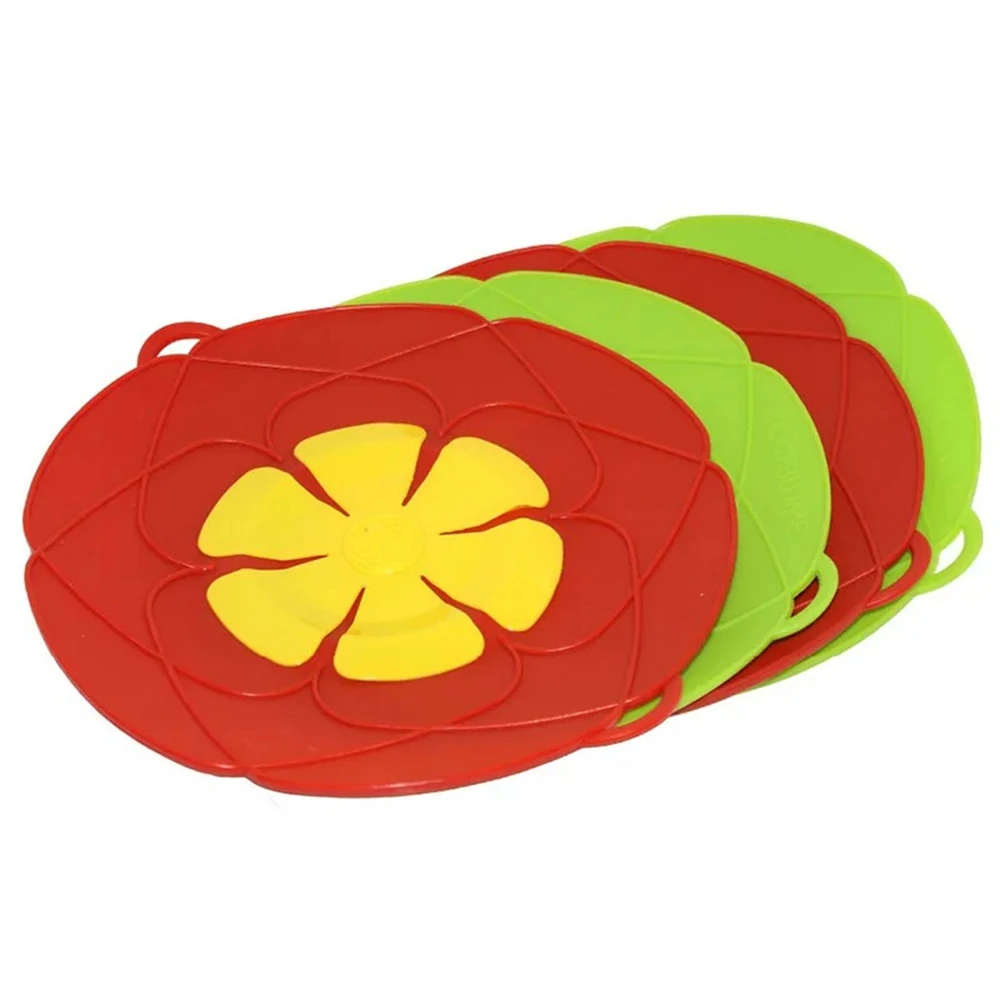 Silicone Pot Lid 1PC Multifunctional Spill Proof Pot Lid Silicone Flower Swivel With Anti Scald Grip Cooking Pot Lids Utensil Cooking Tools