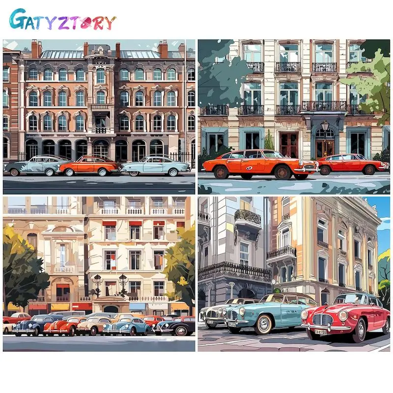 

GATYZTORY Frame Picture Diy Painting By Numbers Acrylic Paint By Numbers Kits City Street Landscape For Diy Gift 60x75cm