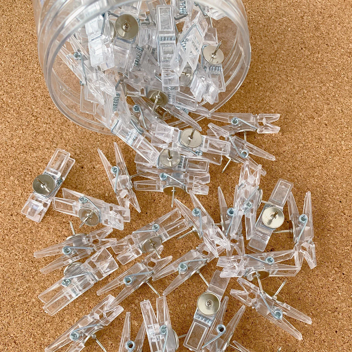 Multifunctional Clip-shaped Thumb Tacks for Cork Board Transparent Plastic Push Pins Home Photo Wall Decoration Clips 20pcs push pins
